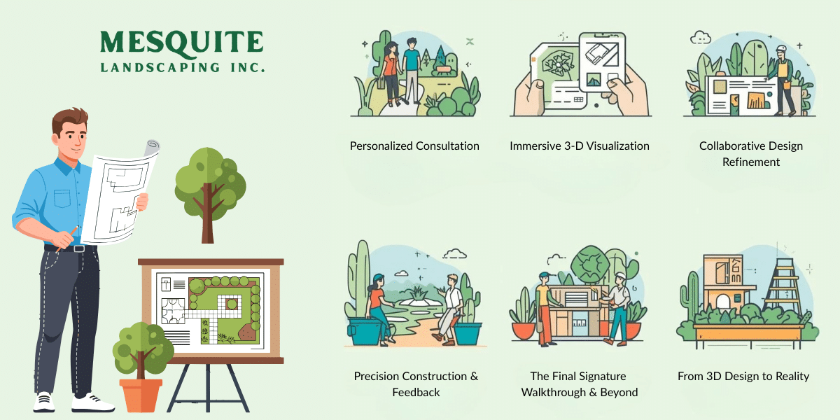 A modern Arizona garden design incorporating drought-resistant plants, innovative lighting solutions, and sustainable materials